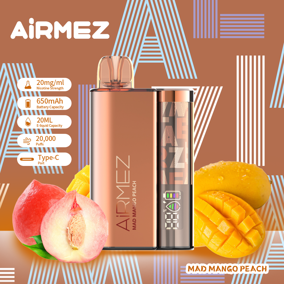 AiRMEZ Original Mad Mango Peach 20000 Puffs Disposable Vape Token Vapes AiRMEZ Original Mad Mango Peach 20000 Puffs Disposable Vape Token Vapes