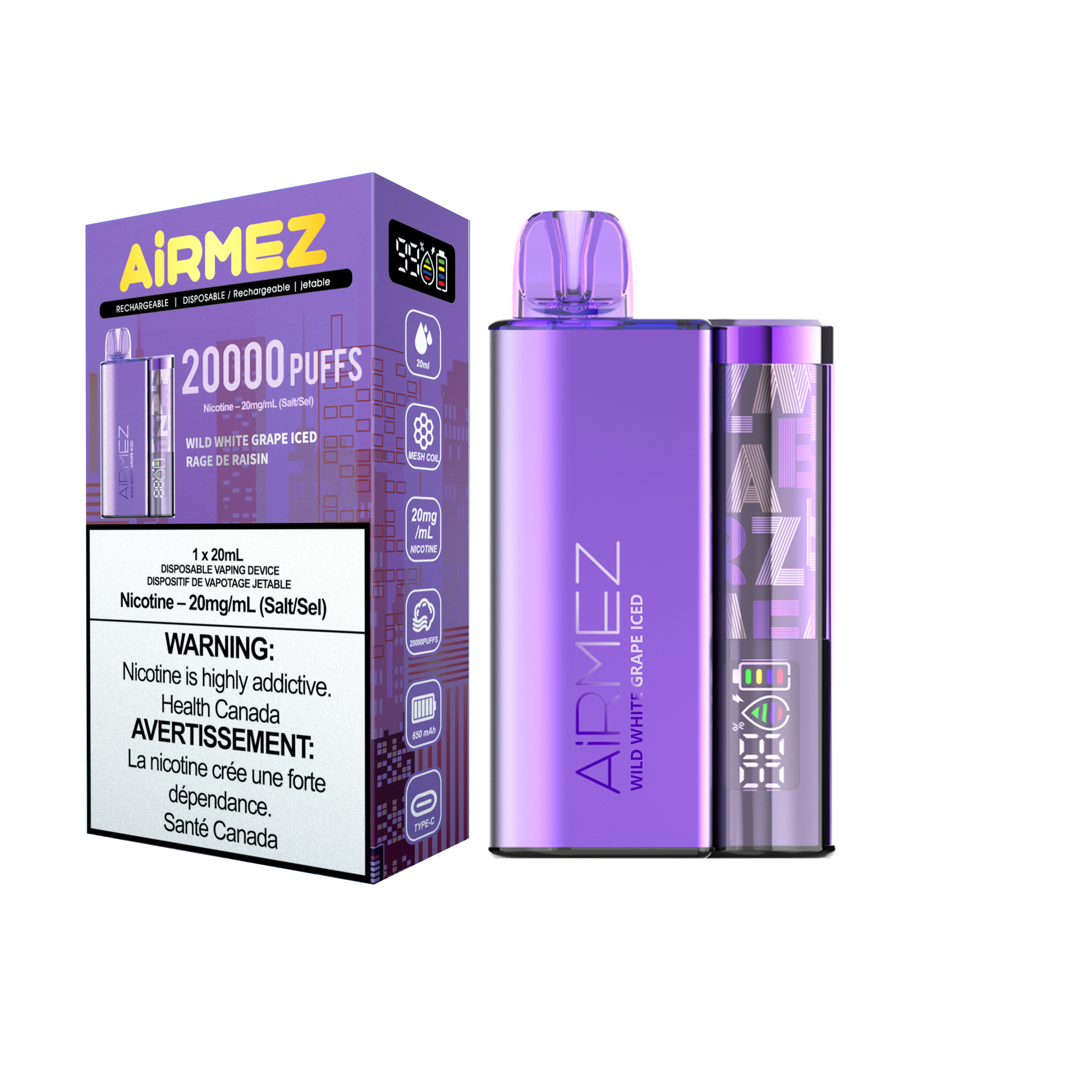 AiRMEZ Original Wild White Grape Iced 20000 Puffs Disposable Vape Token Vapes AiRMEZ Original Wild White Grape Iced 20000 Puffs Disposable Vape Token Vapes