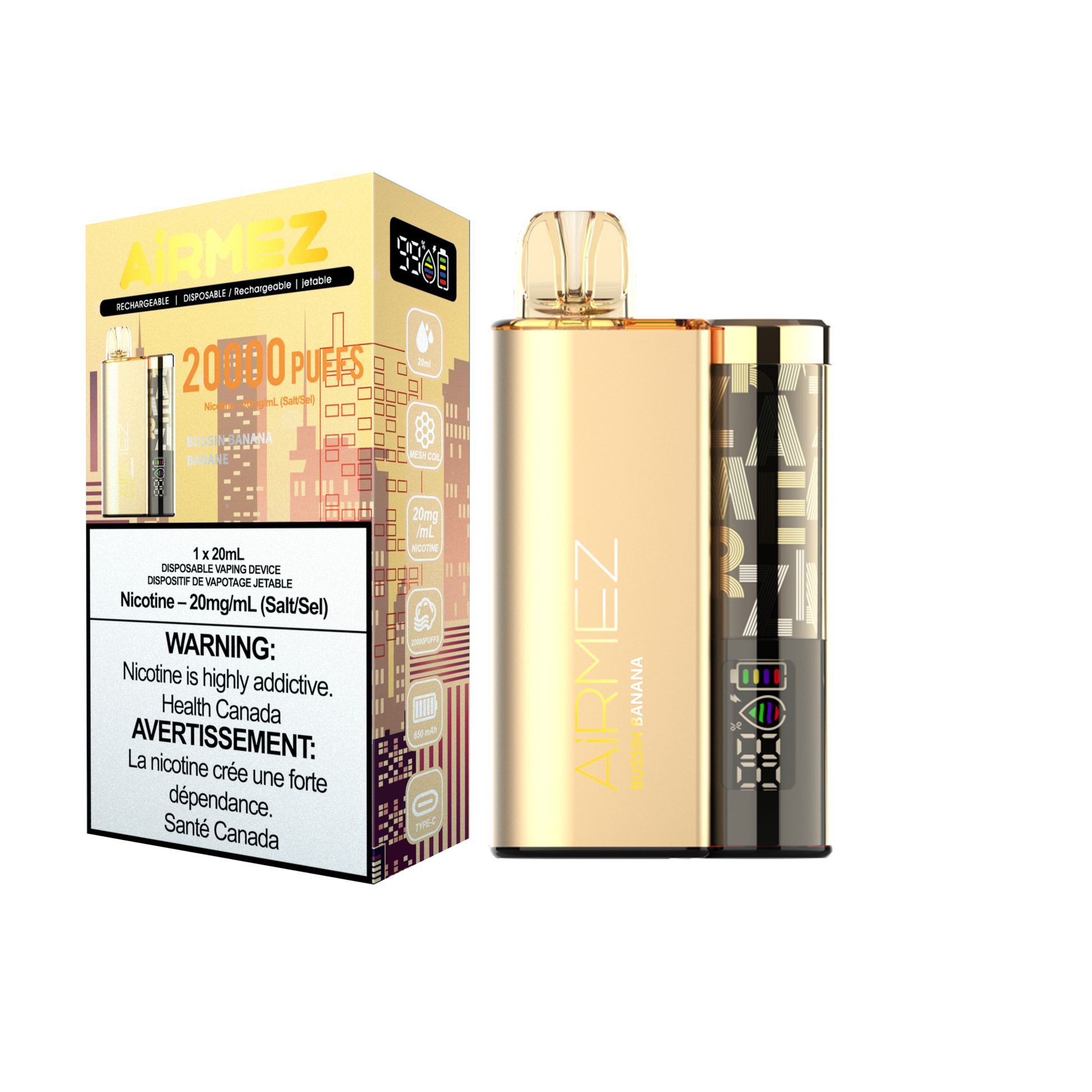 AiRMEZ Original Bussin Banana 20000 Puffs Disposable Vape Token Vapes AiRMEZ Original Bussin Banana 20000 Puffs Disposable Vape Token Vapes