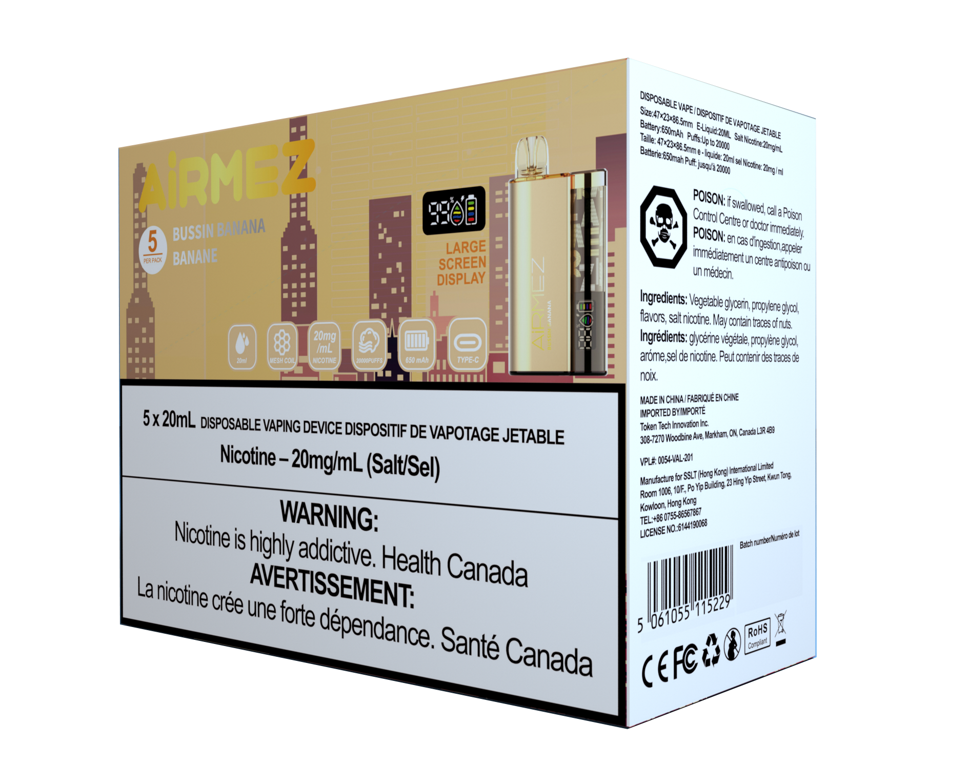 AiRMEZ Original Bussin Banana 20000 Puffs Disposable Vape Token Vapes AiRMEZ Original Bussin Banana 20000 Puffs Disposable Vape Token Vapes