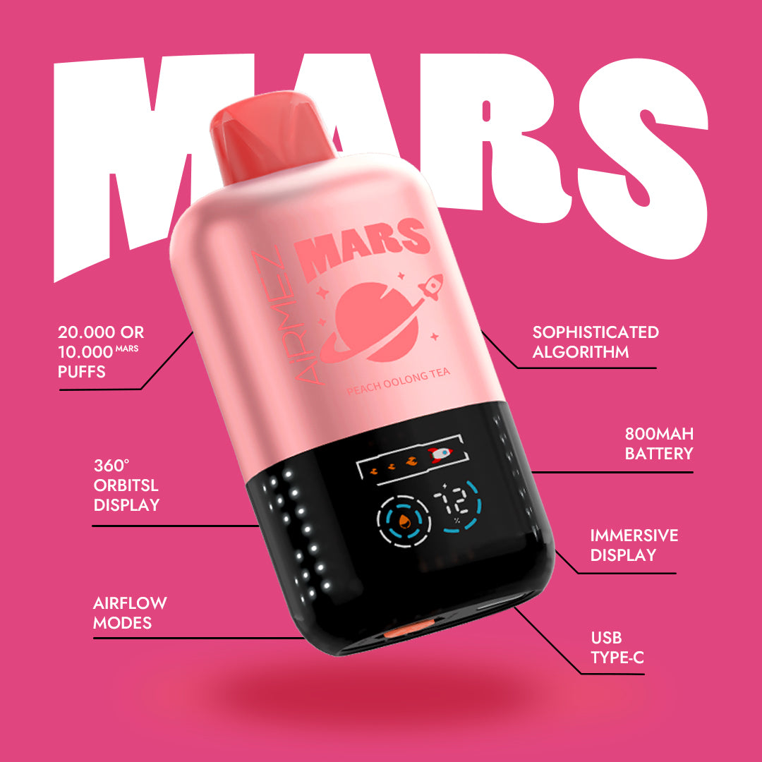 AiRMEZ Peach Oolong Tea 20000 Puffs Mission to Mars Vape Token Vapes AiRMEZ Peach Oolong Tea 20000 Puffs Mission to Mars Vape Token Vapes