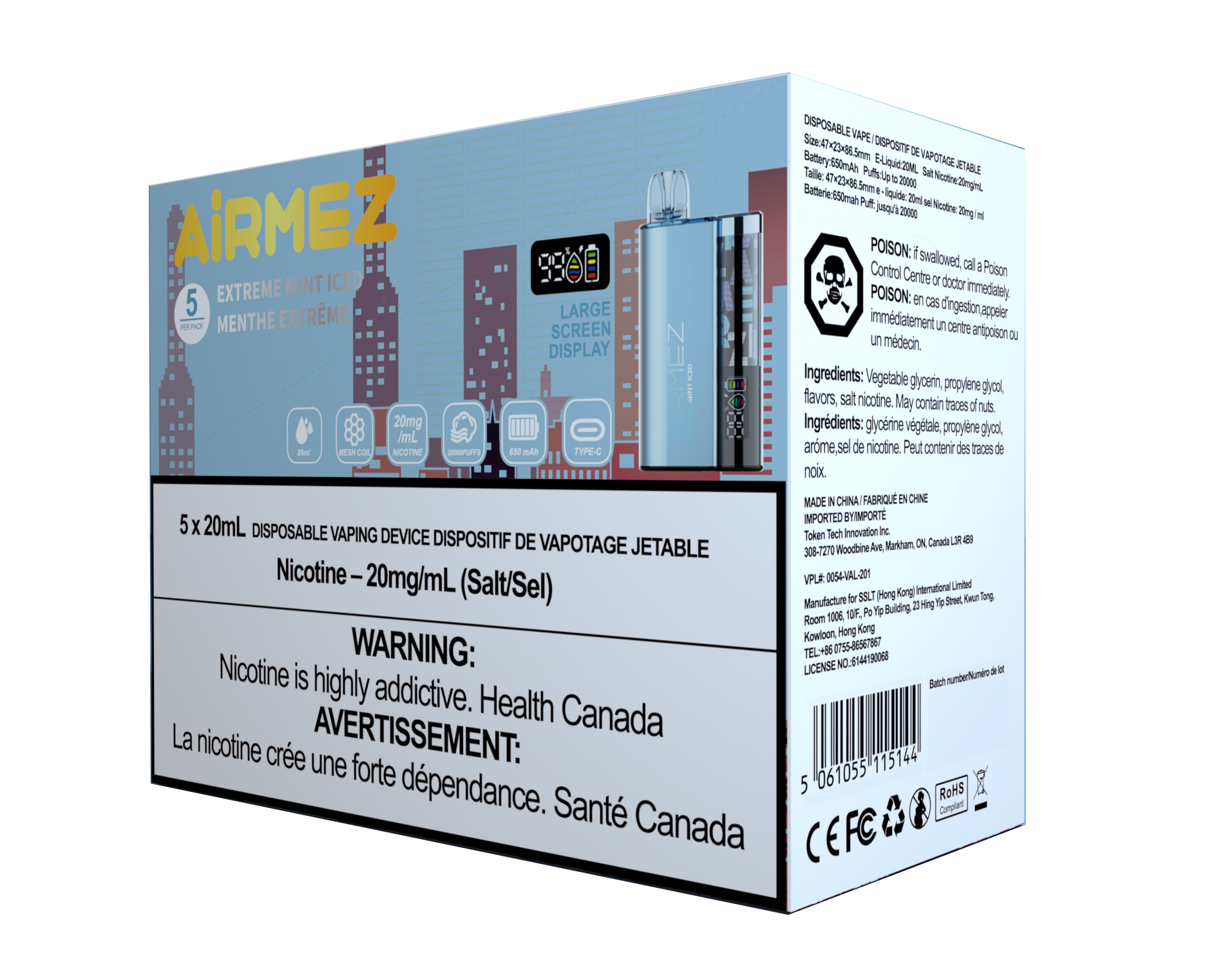 AiRMEZ Original Extreme Mint Iced 20000 Puffs Disposable Vape Token Vapes AiRMEZ Original Extreme Mint Iced 20000 Puffs Disposable Vape Token Vapes