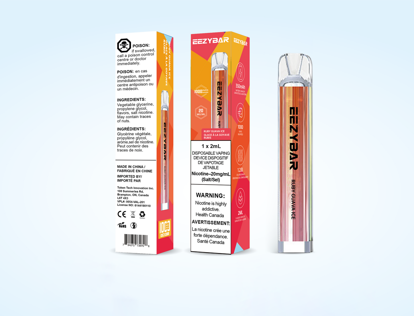EEZYBAR Crystal Bar Ruby Guava Ice 1,000 Puffs Disposable Vape Token Vapes EEZYBAR Crystal Bar Ruby Guava Ice 1,000 Puffs Disposable Vape Token Vapes